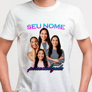 Camiseta Personalizada Vintage, Pink & Blue BRANCA