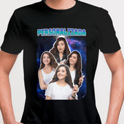 Camiseta Personalizada Vintage, Espaço e Fotos preta