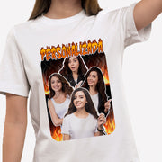 Camiseta Personalizada Vintage, Chamas e Fotos frente