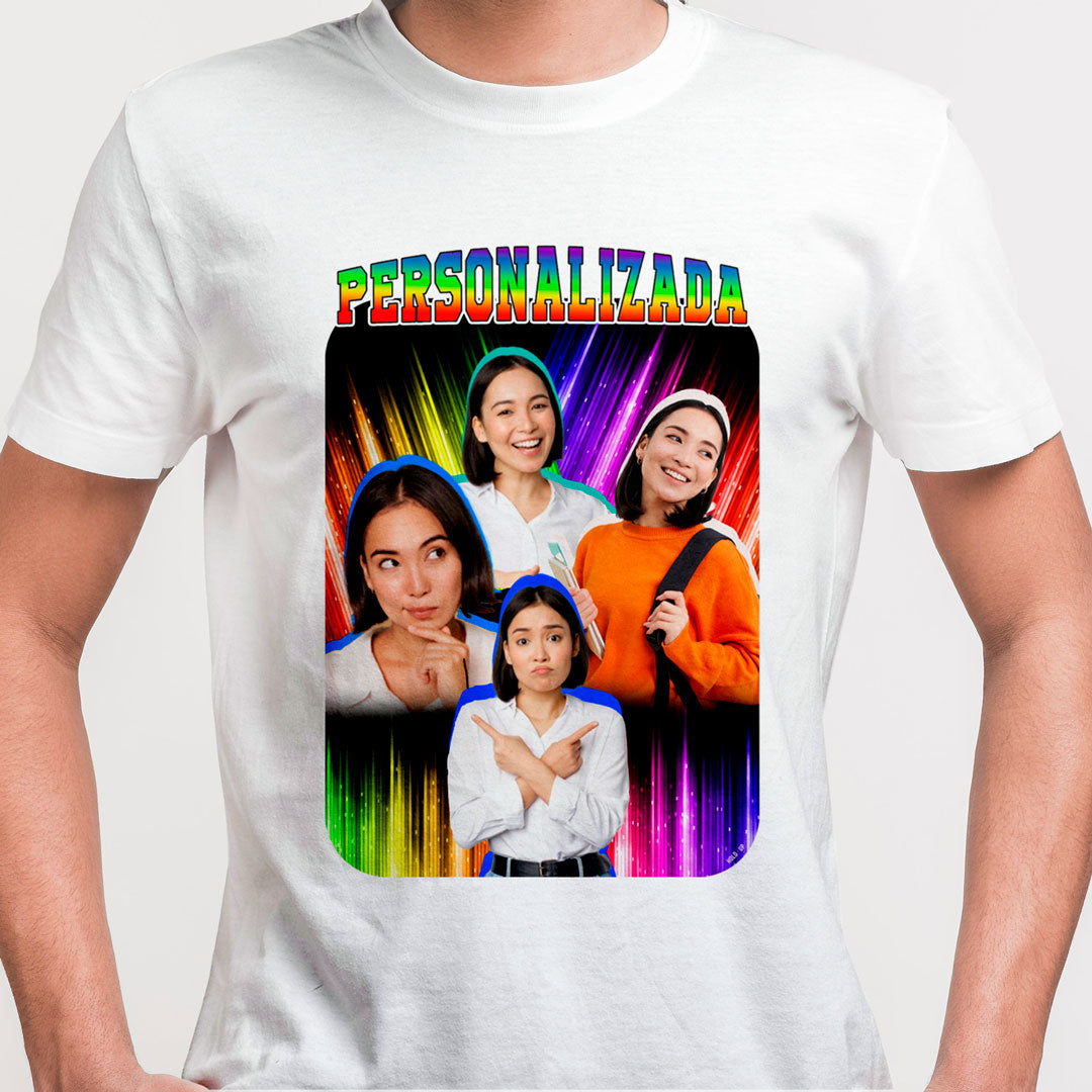 Camiseta Personalizada Vintage, Laser e Fotos branca