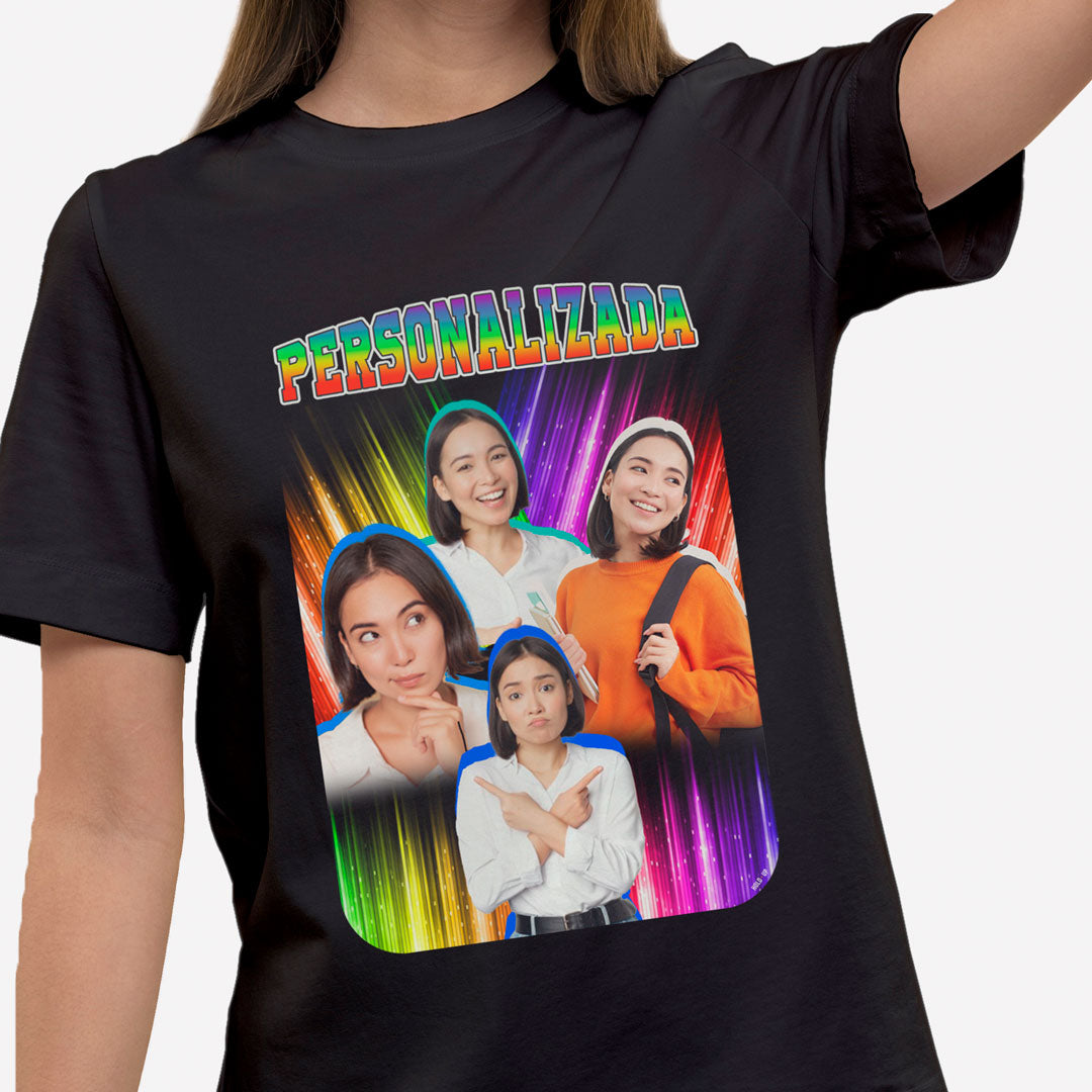 Camiseta Personalizada Vintage, Laser e Fotos preta