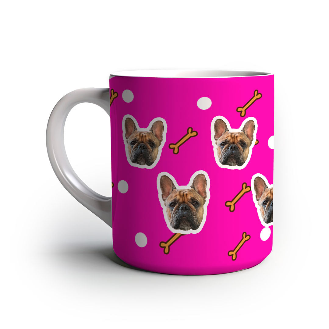 Caneca Personalizada com Foto do Seu Pet - Modelo Ossinho rosa verso