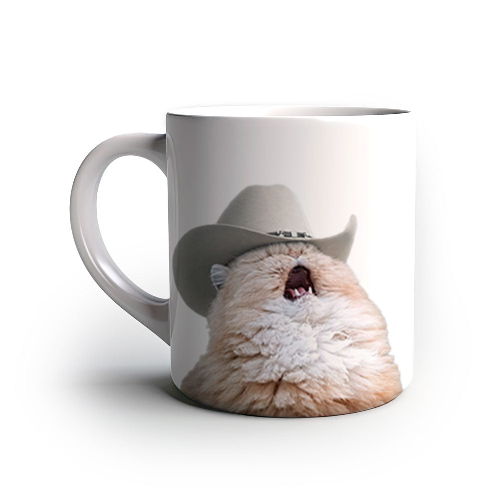 Caneca Divertida Meme Gatinho Cowboy