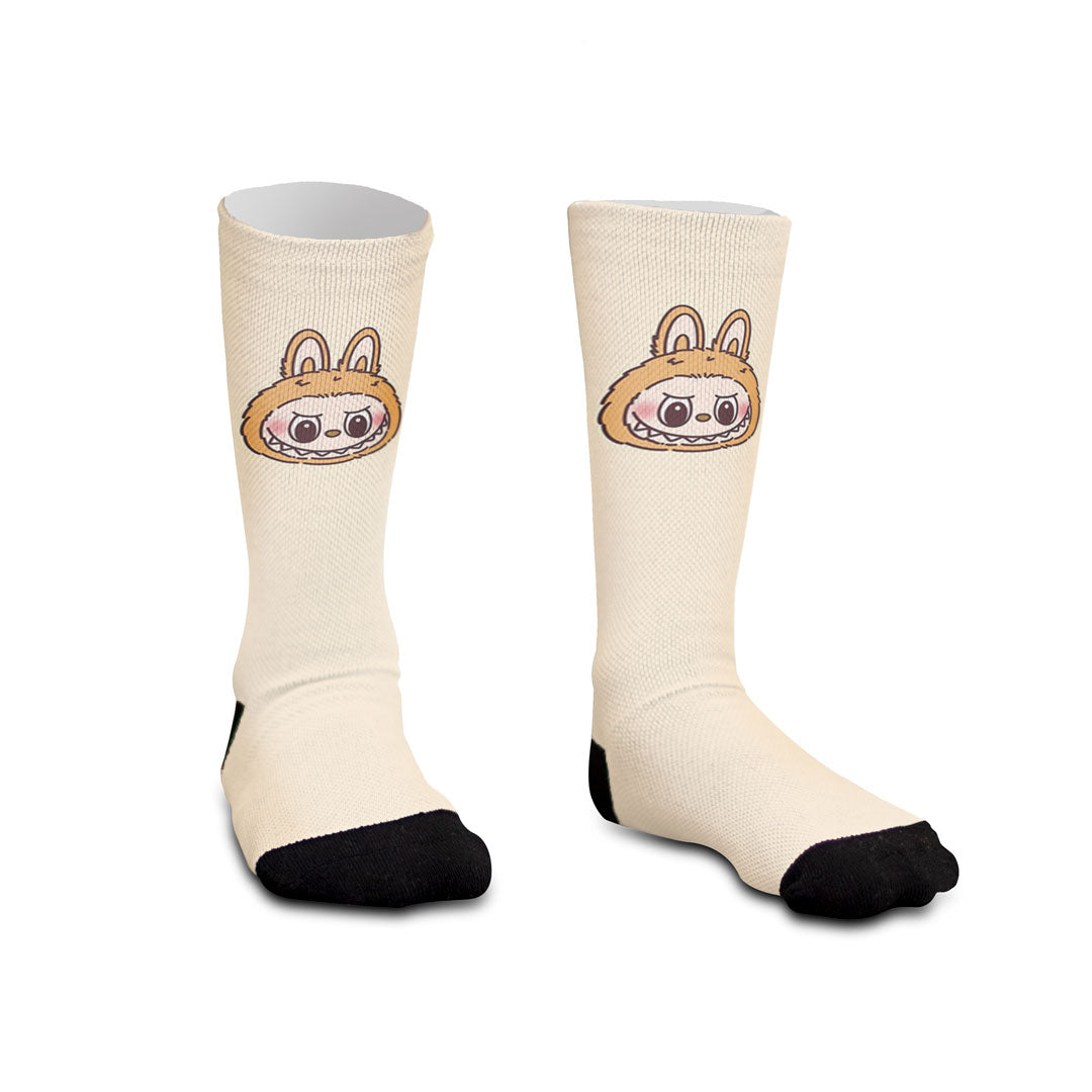 Meia Cano Alto Infantil Labubu Rosto