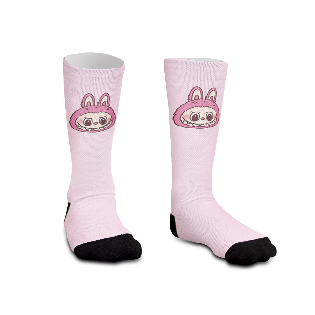 Meia Cano Alto Infantil Labubu Rosto