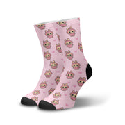 Meia Cano Alto Divertida Labubus Rosa