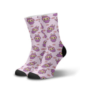 Meia Cano Alto Divertida Labubus Violeta