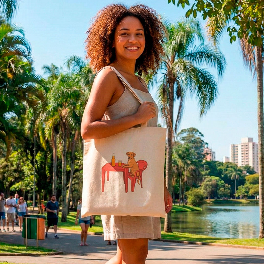 Eco Bag Estampada Caramelo Mesa de bar