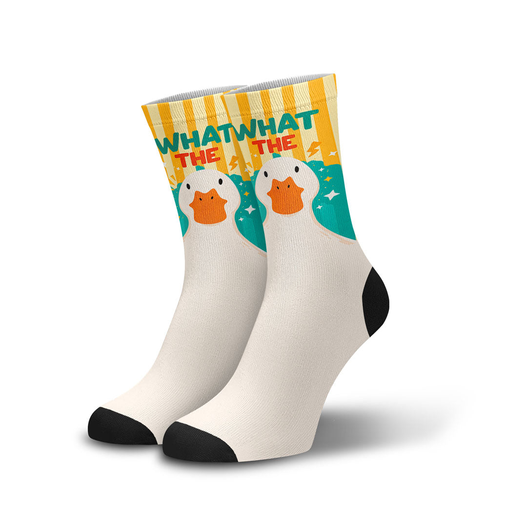 Meia Cano Alto Divertida What the Duck