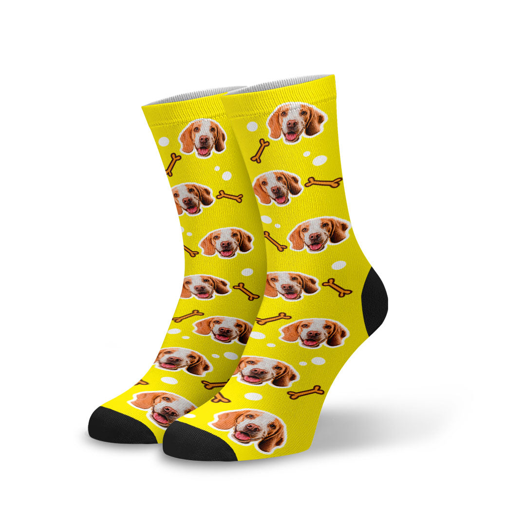Meia Cano Alto Personalizada Pet Ossinho Azul