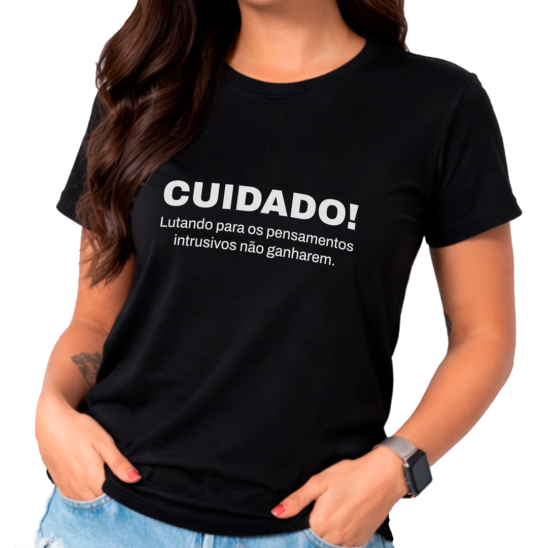 Camiseta BabyLook Frase, Pensamentos Intrusivos