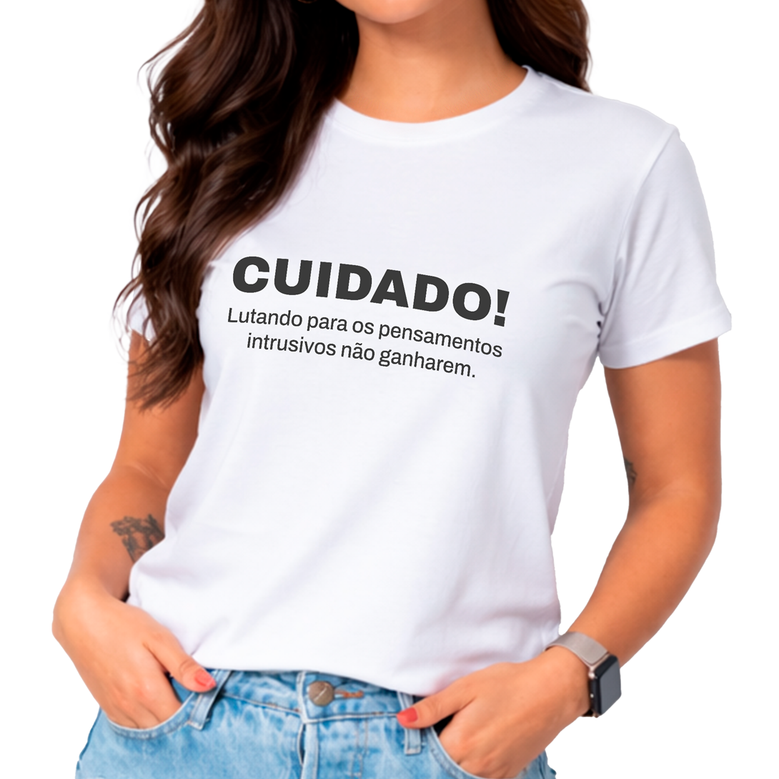 Camiseta BabyLook Frase, Pensamentos Intrusivos