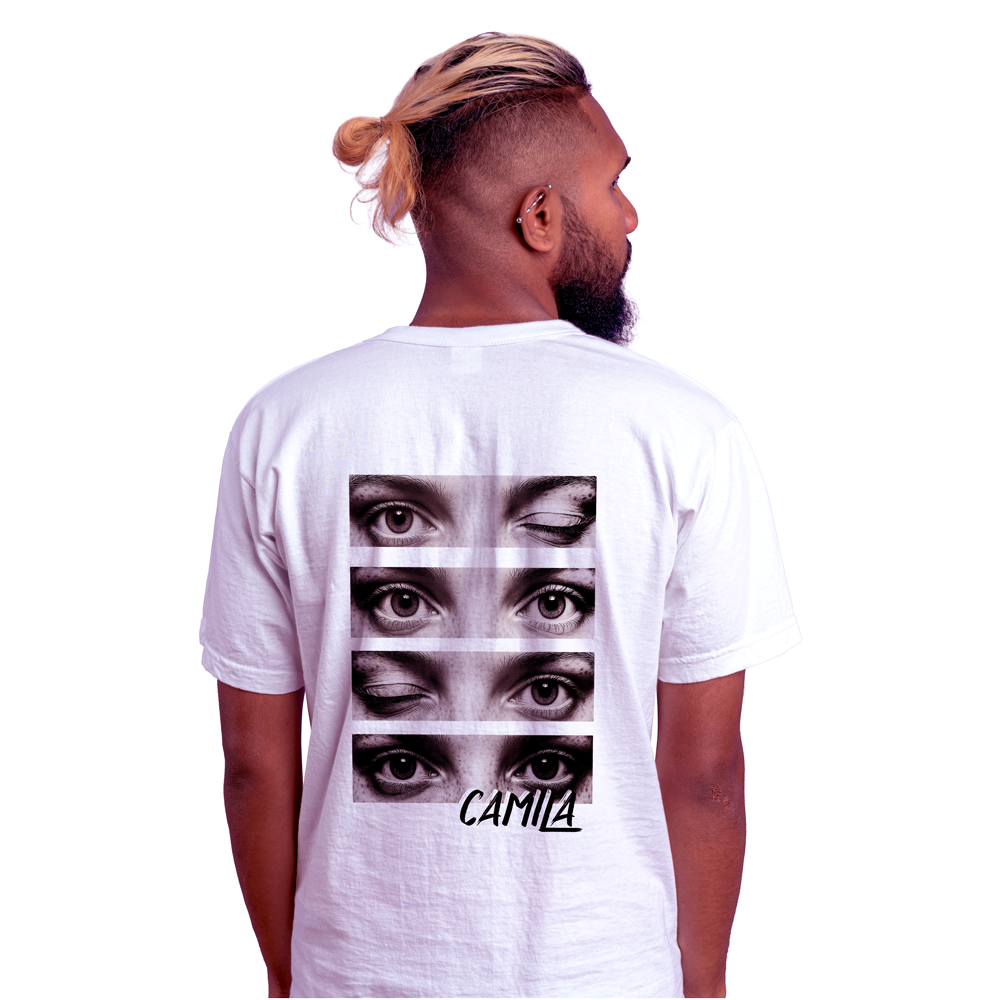 Camiseta Personalizada Olhos versão P/B branca