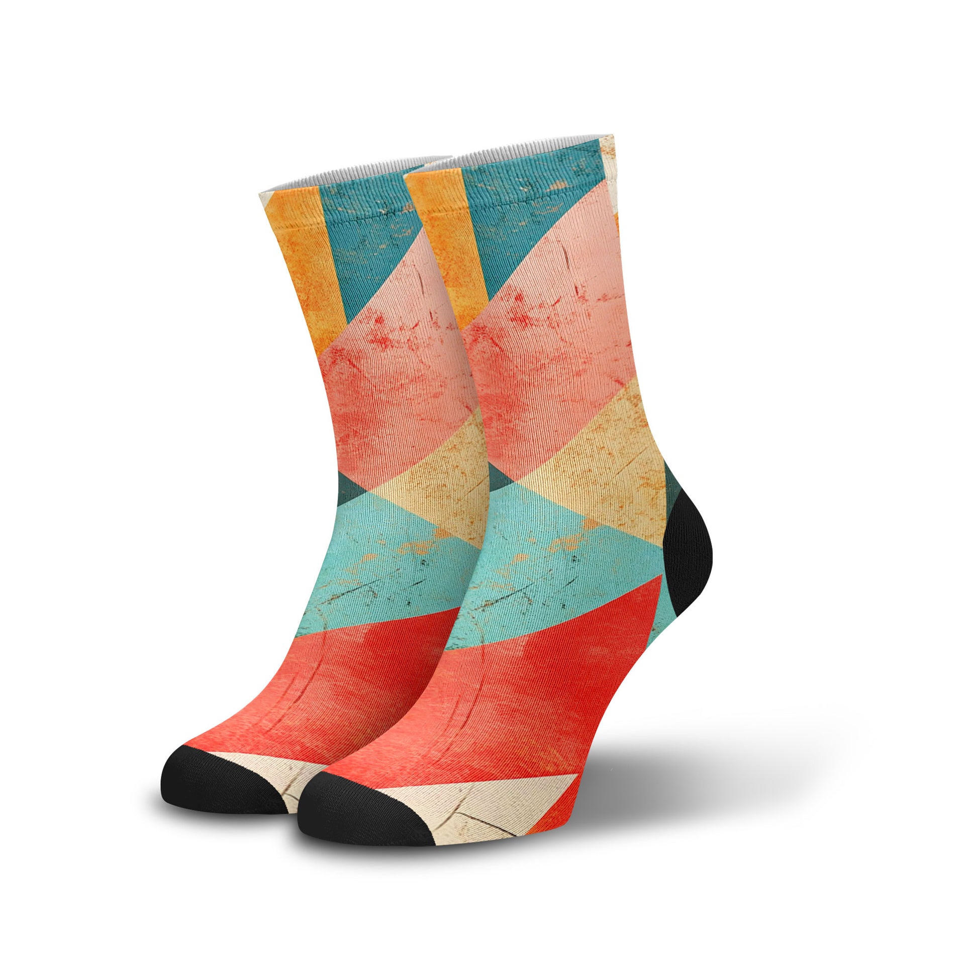 Meia Cano Alto Divertida Geométrica Mod1