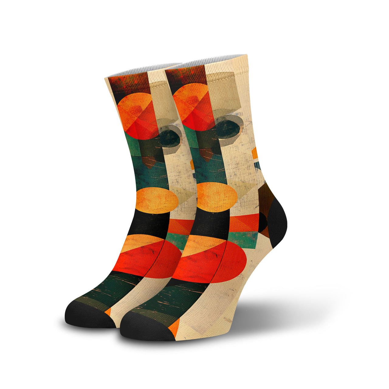 Meia Cano Alto Divertida Geométrica Mod2