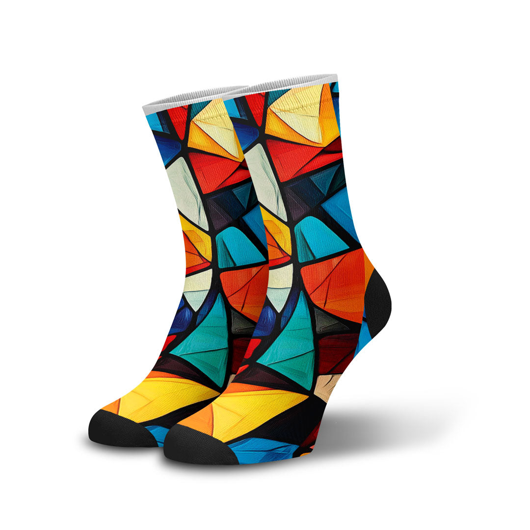 Meia Cano Alto Divertida Geométrica Mod3