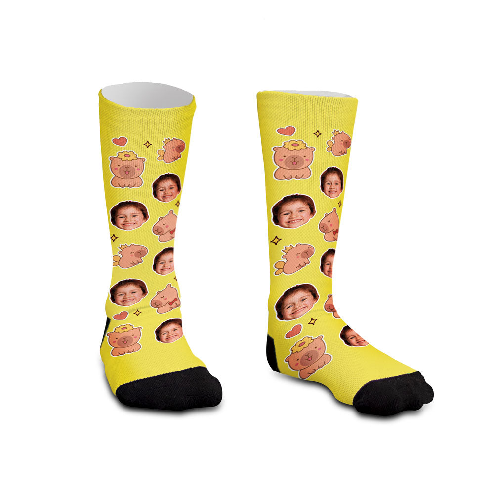 Meia Personalizada Infantil Capivara Amarela