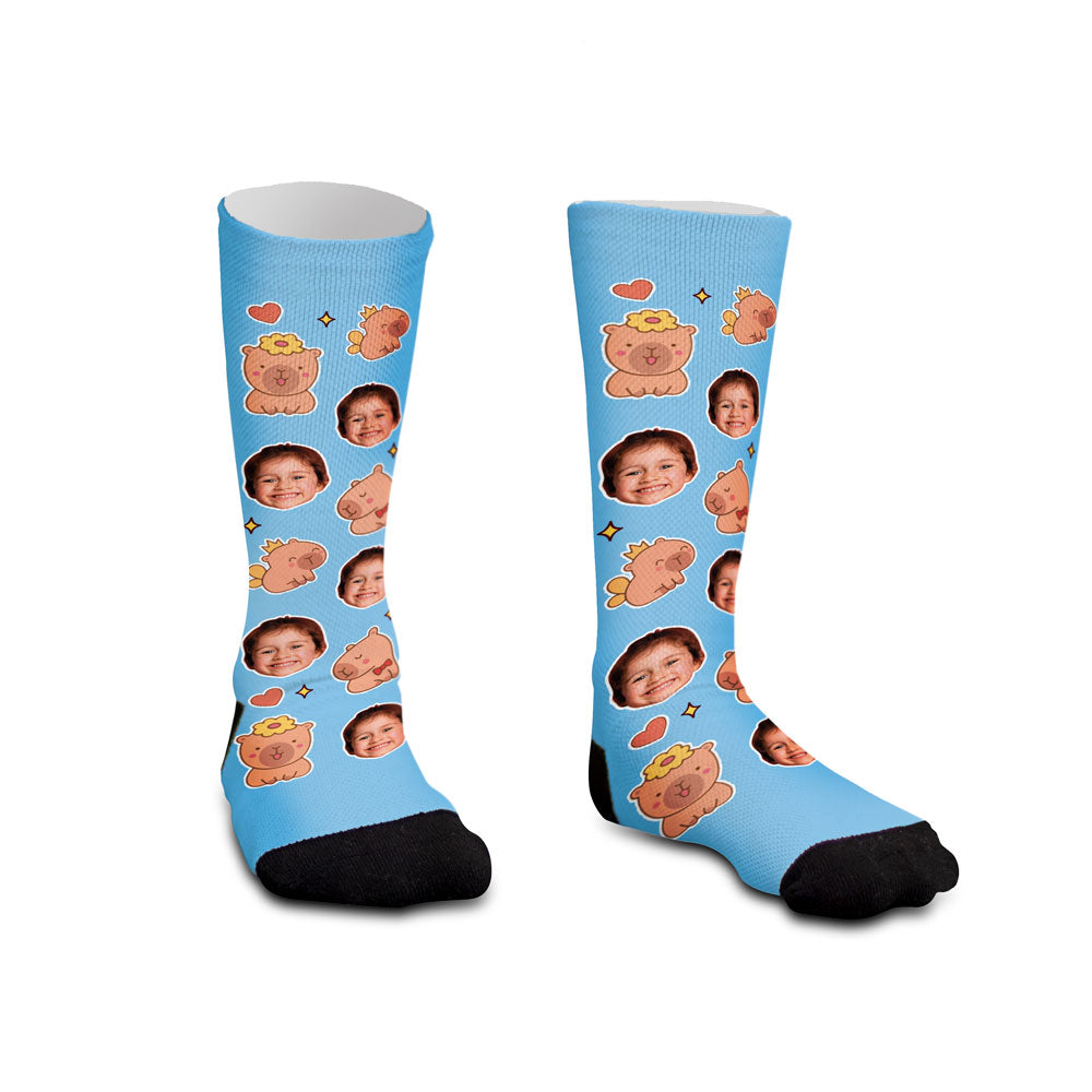 Meia Personalizada Infantil Capivara Azul