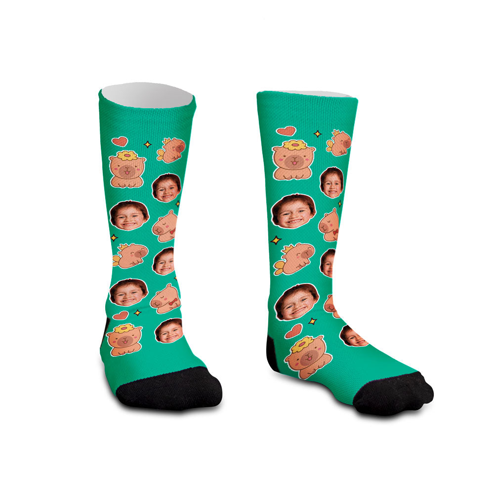 Meia Personalizada Infantil Capivara Verde