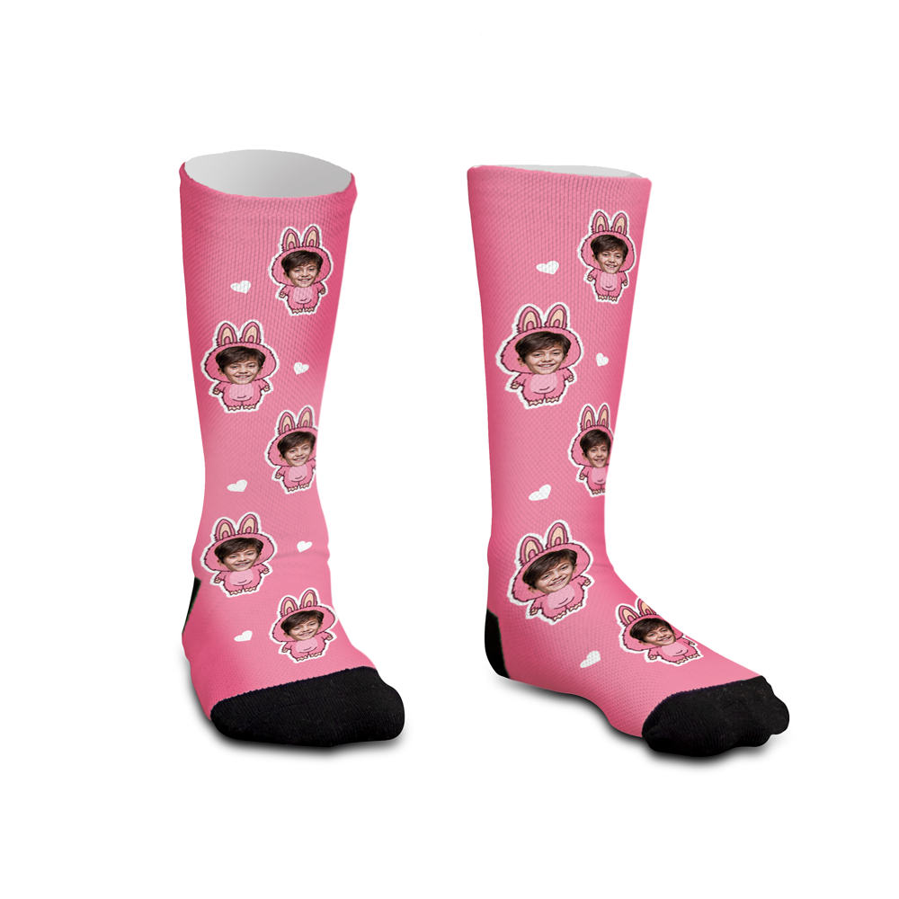 Meia Personalizada Infantil Labubu Rosa