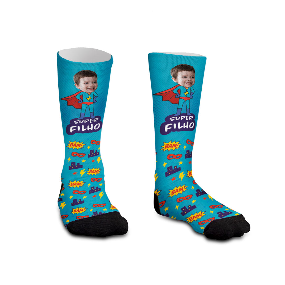 Meia Personalizada Infantil Super Filho