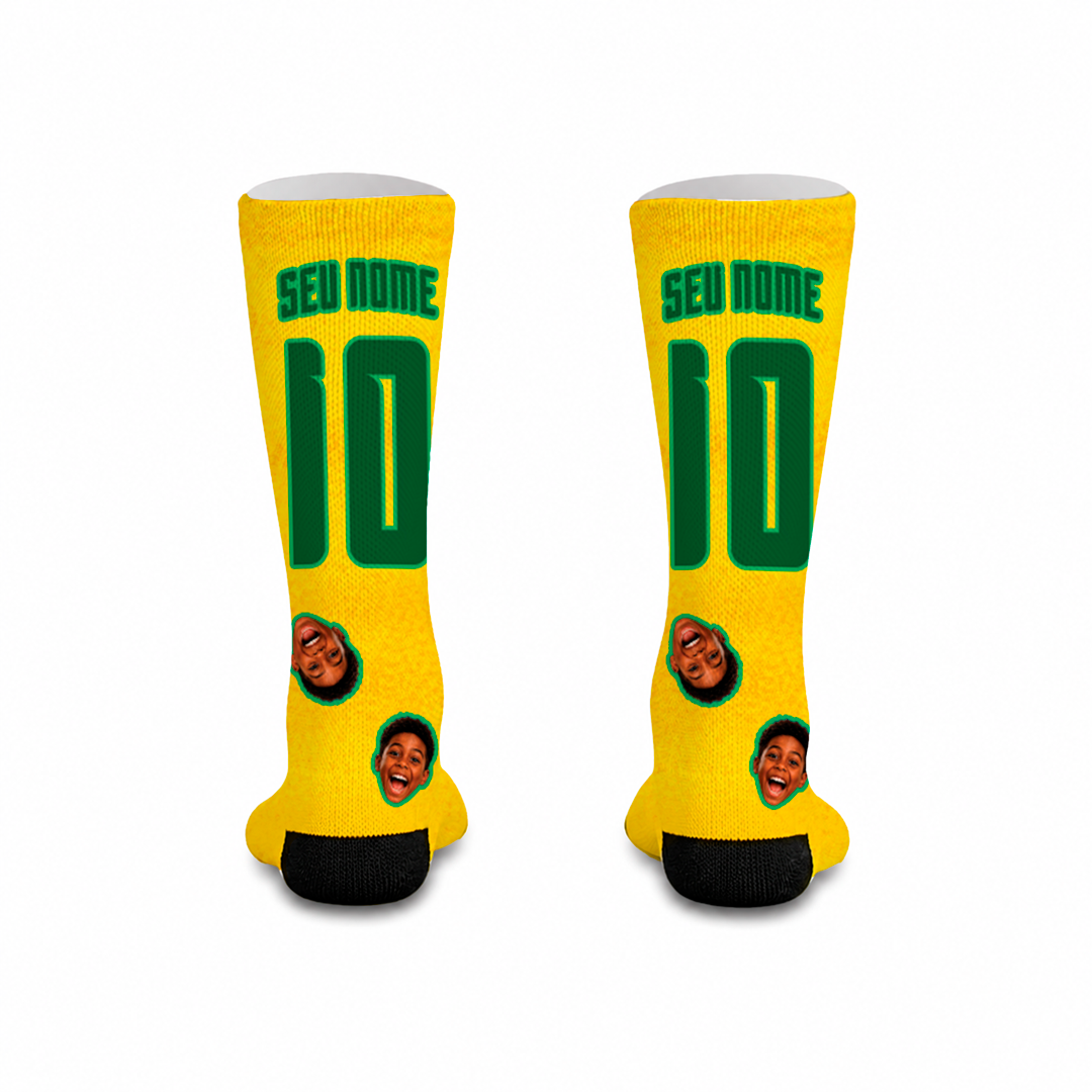 Meia Personalizada Infantil Jogador do Brasil