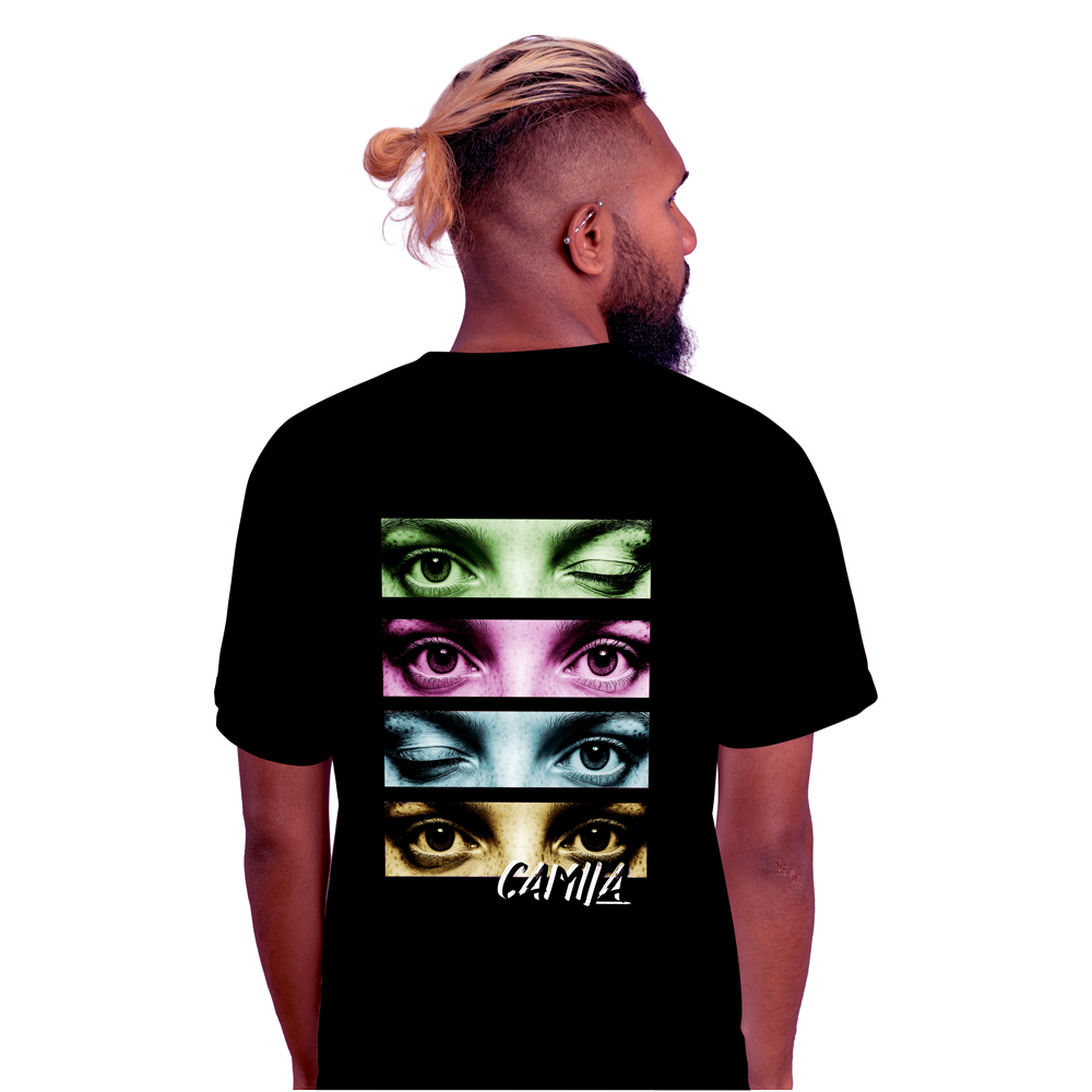 Camiseta Personalizada Olhos versão Colorida preta