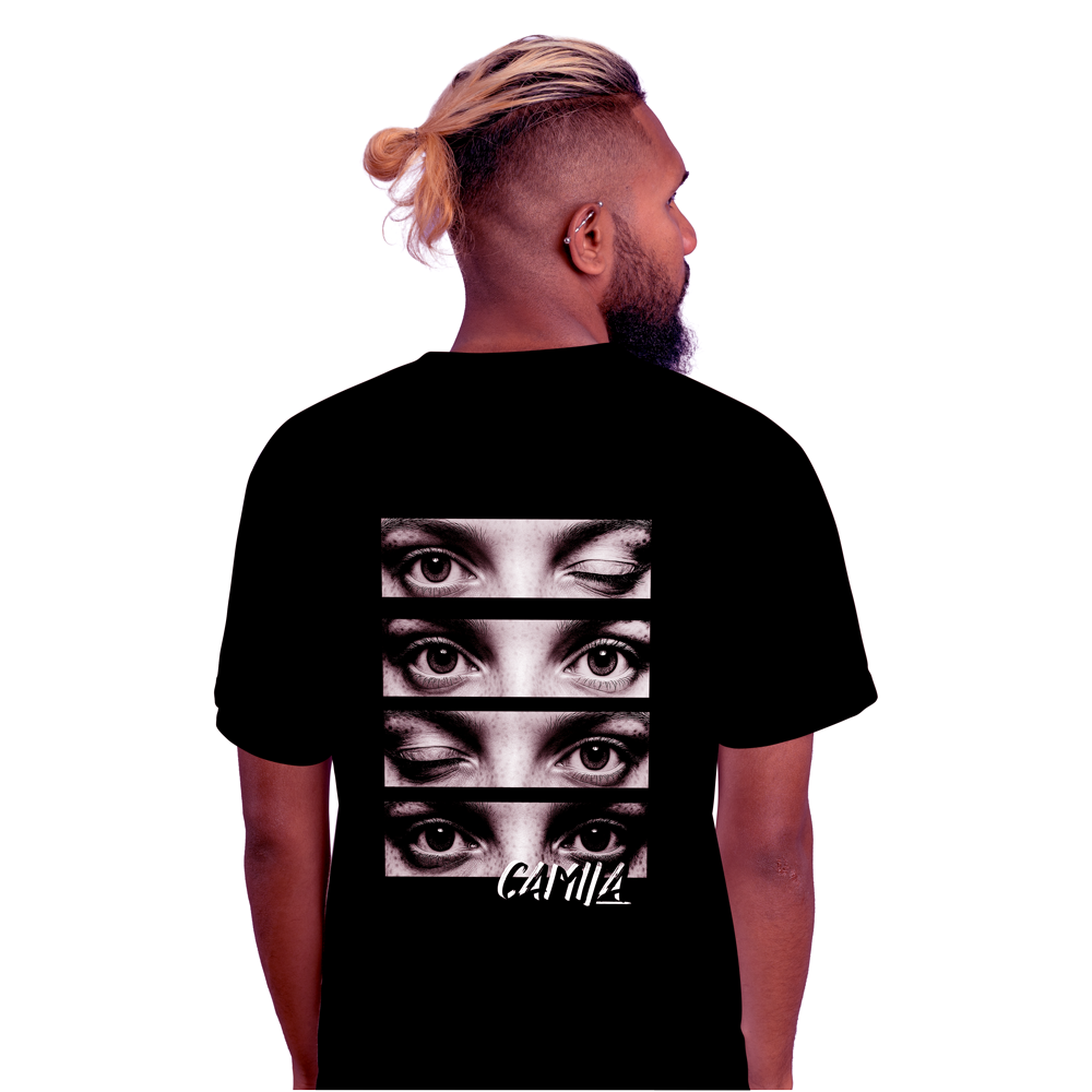 Camiseta Personalizada Olhos versão P/B preta