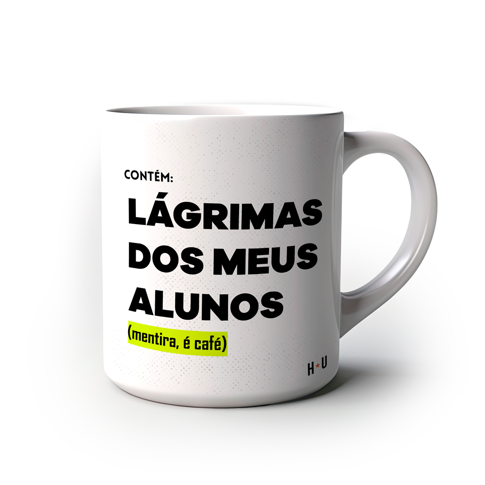 Caneca Divertida Contém Lagrimas dos meus alunos, Versão 1