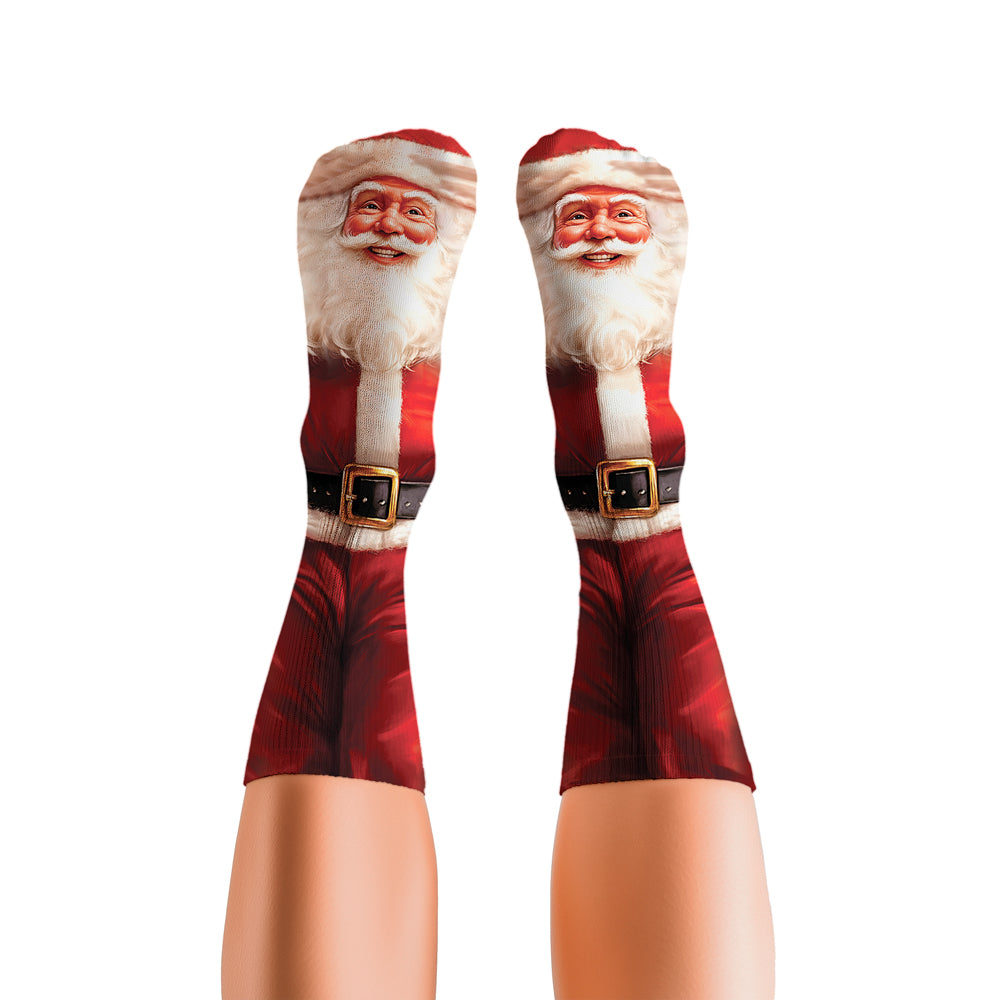 Meia Cano Alto Divertida Papai Noel