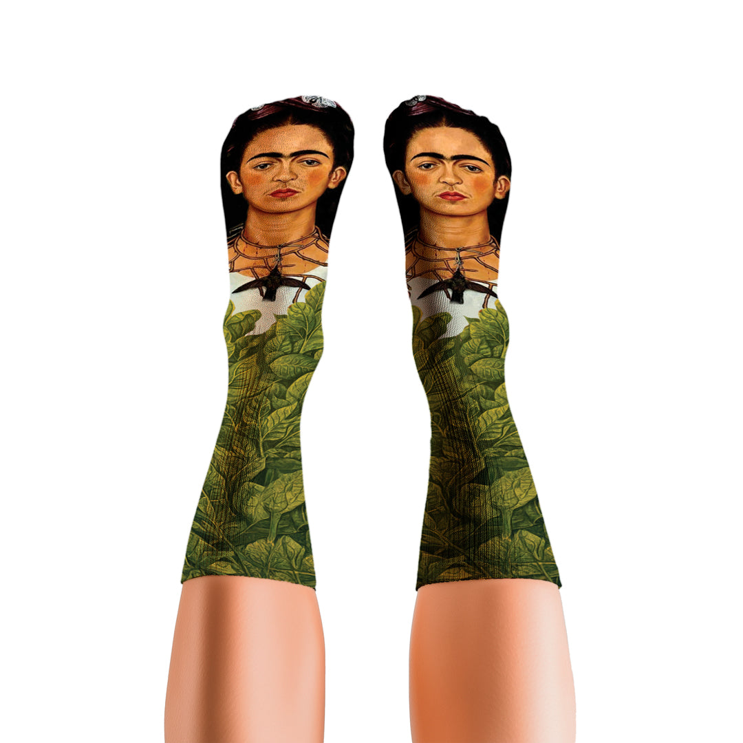 Meia Cano Alto Divertida Frida Khalo Quadro