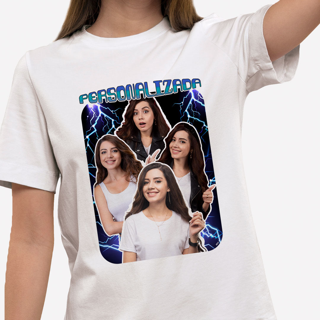 Camiseta Personalizada com Raios e Fotos