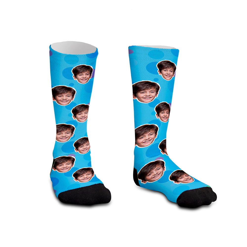 Meia Personalizada Infantil Bolhas azul