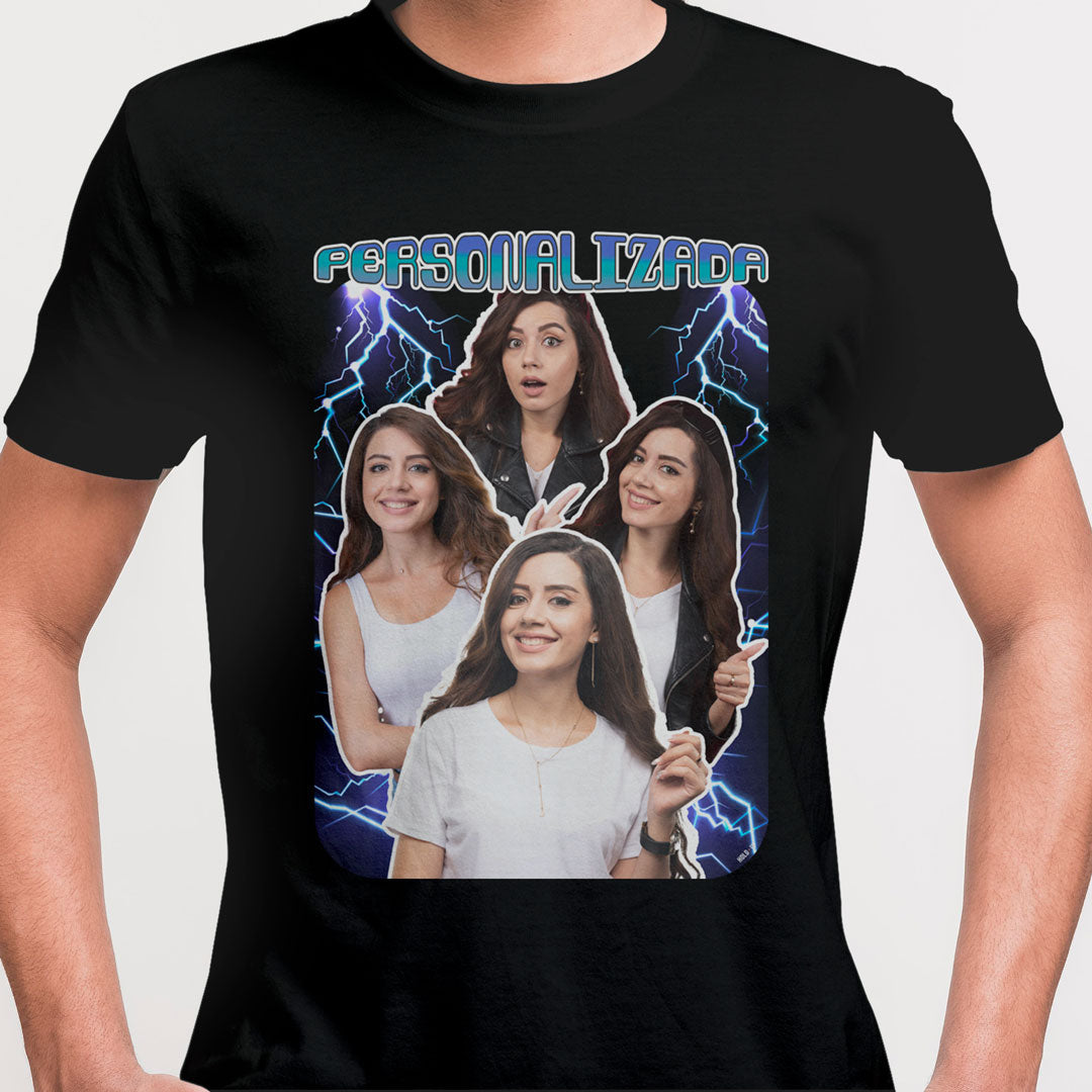 Camiseta Personalizada com Raios e Fotos