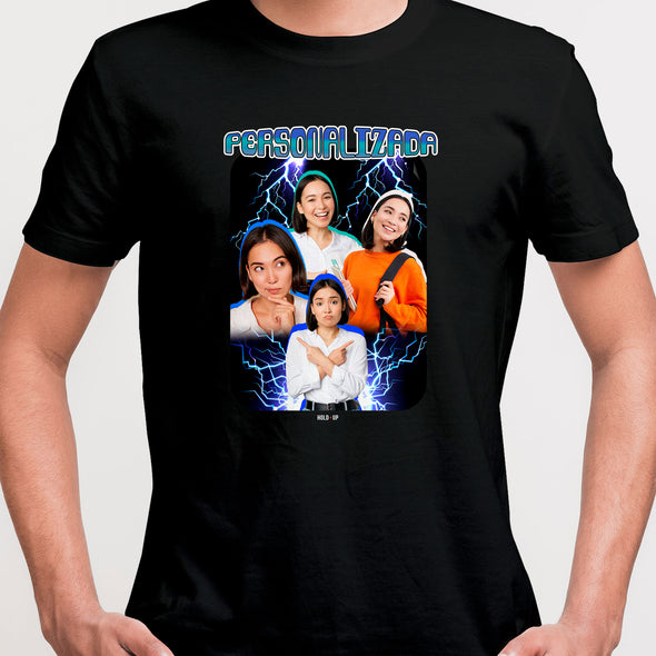 Camiseta Personalizada com Raios e Fotos