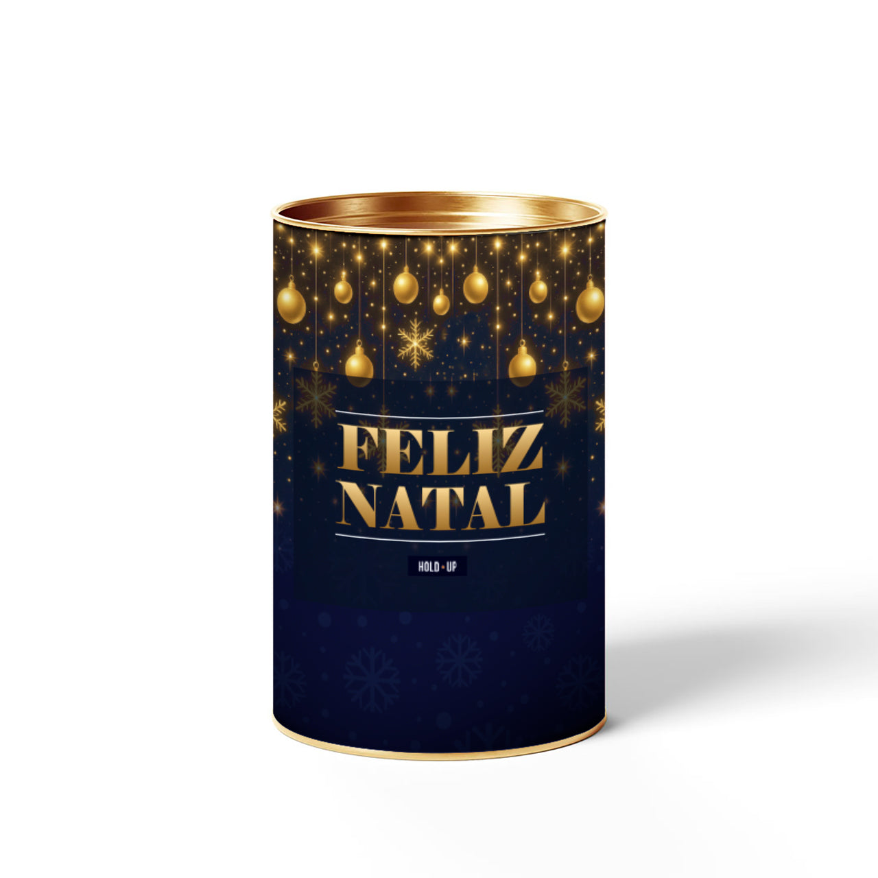 Embalagem Natal Dourara Lata 6x9 com Tampa de Metal