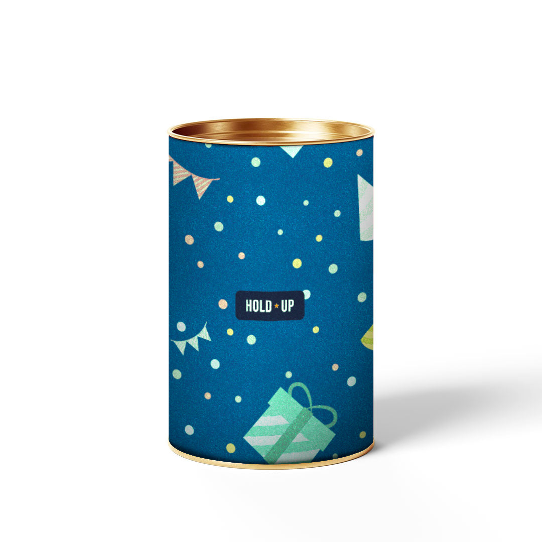 Embalagem Aniversario Tubo Lata 6x9 com Tampa de Metal