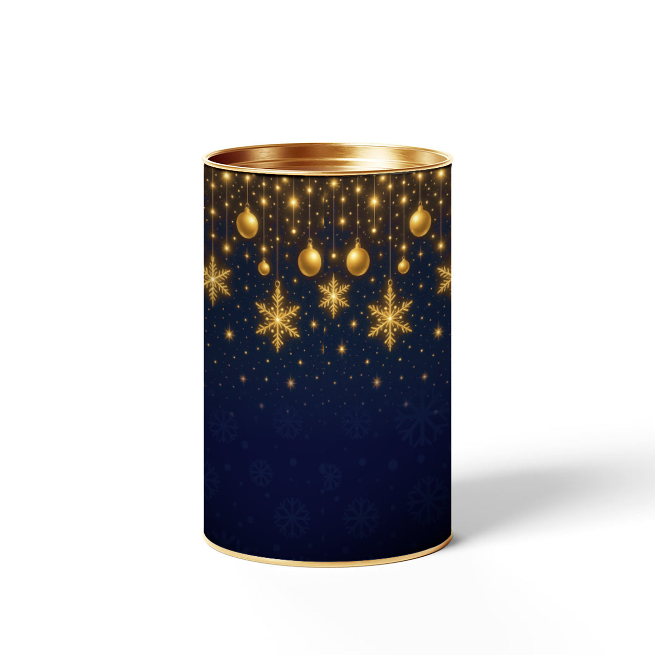 Embalagem Natal Dourara Lata 6x9 com Tampa de Metal