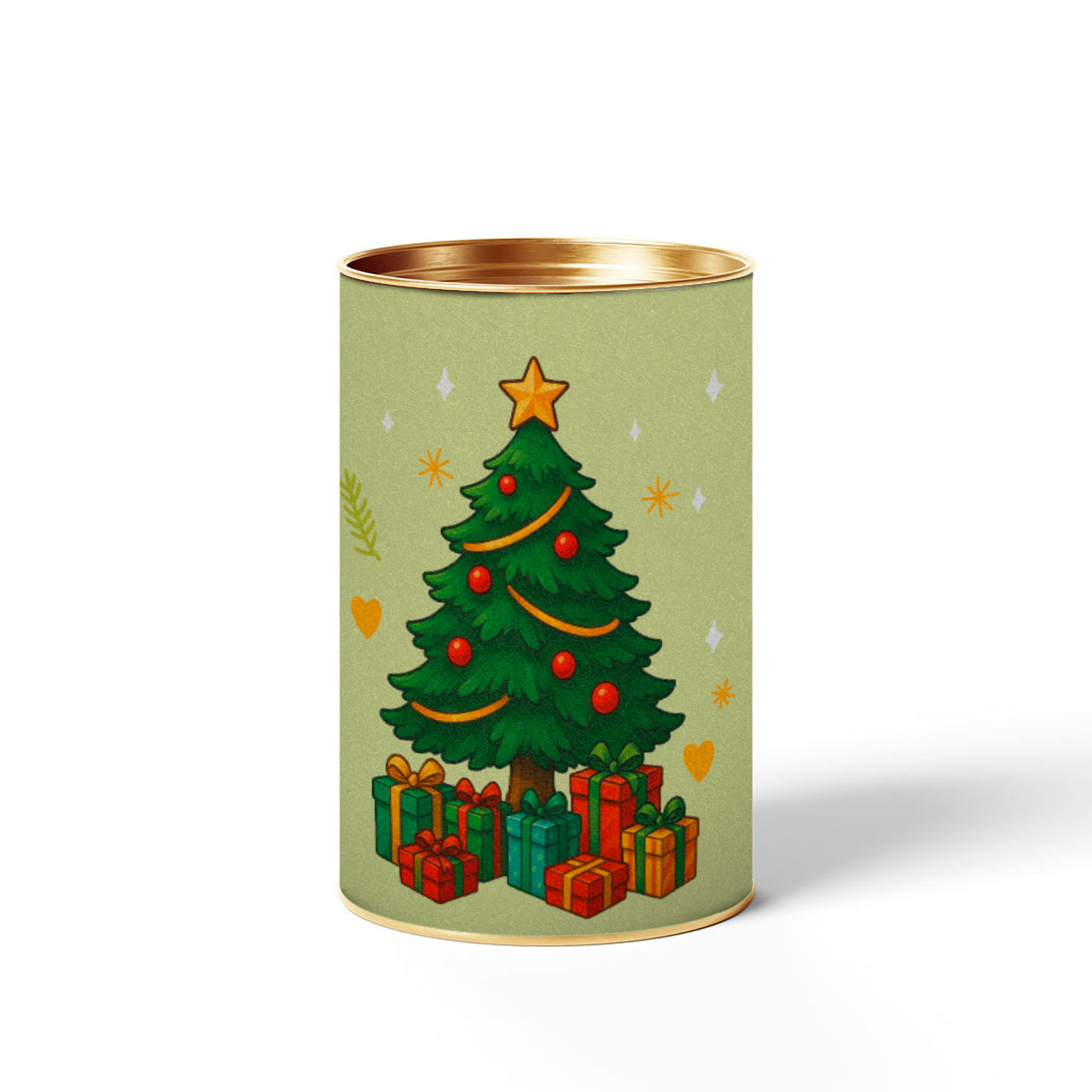 Embalagem Natal Arvore Lata 6x9 com Tampa de Metal