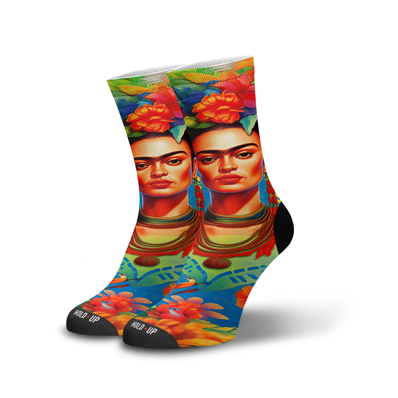 Meia Cano Alto Divertida Frida Khalo Brasileira