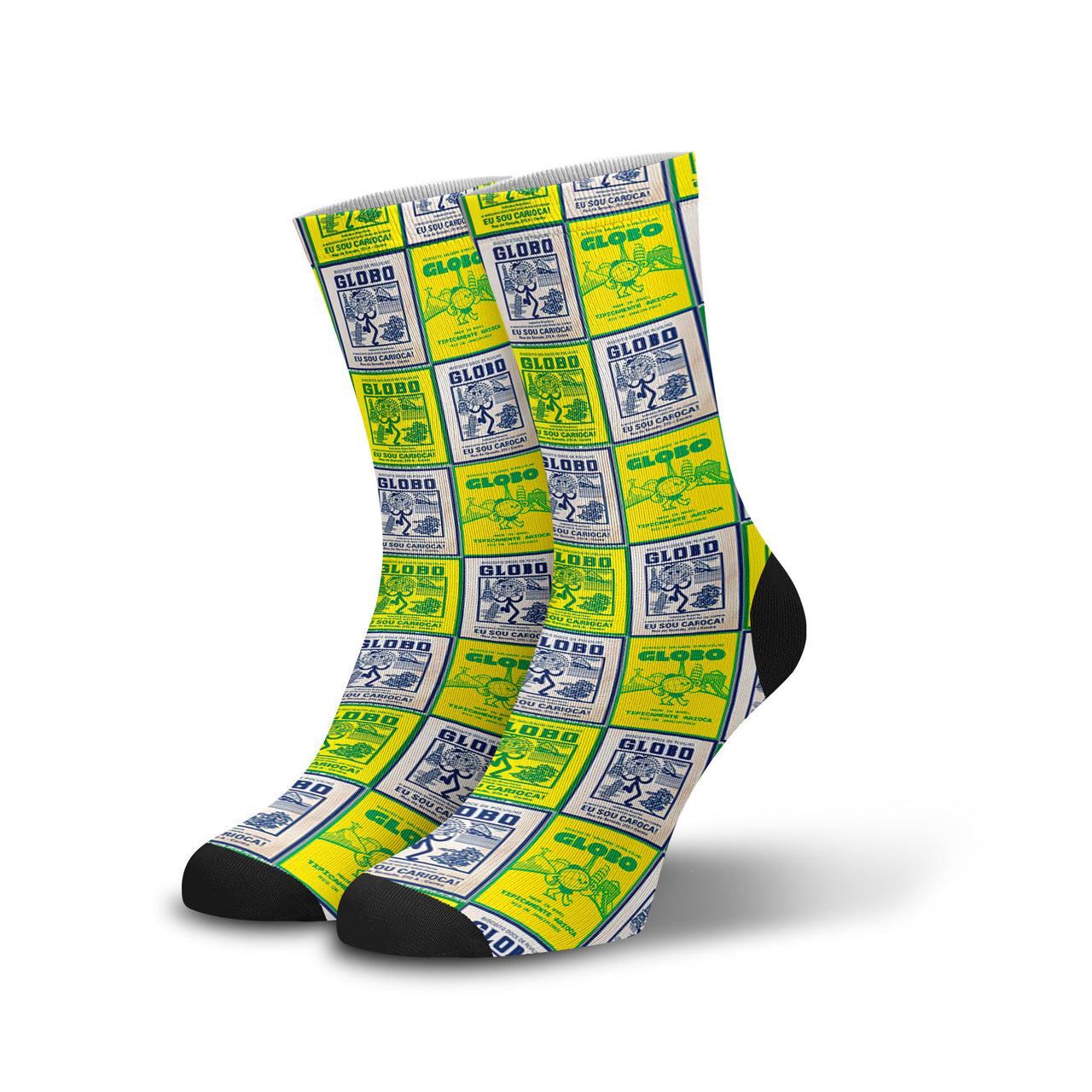 Meia Cano Alto Divertida Biscoito Globo