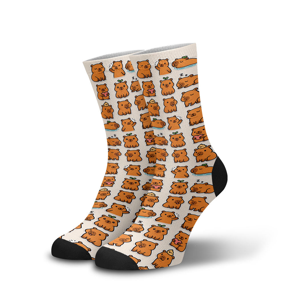 Meia Cano Alto Divertida Capivaras Fofas