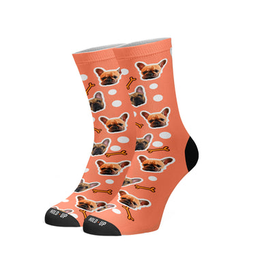 Meia Cano Alto Personalizada Pet Ossinho Rosa Salmão