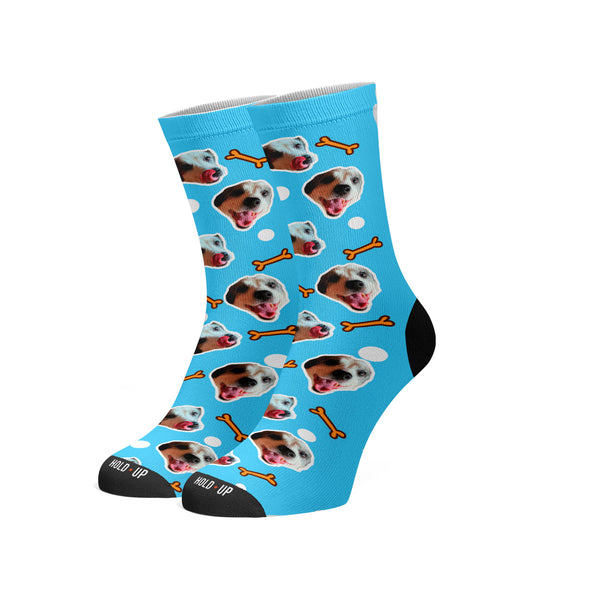 Meia Cano Alto Personalizada Pet Ossinho Azul