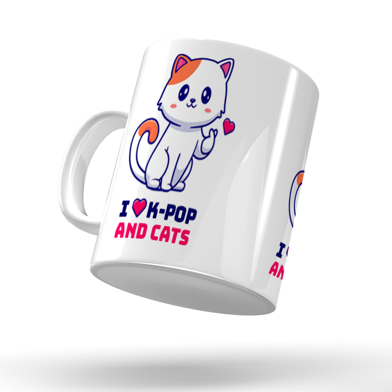 Caneca Divertida I love k pop and Cats