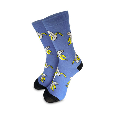 Meia Cano Alto Azul com Bananas