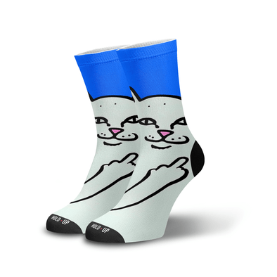 Meia Cano Alto Estampada Gato Meme p1