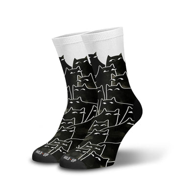 Meia Cano Alto Estampada Gato Desconfiado p1