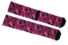 Meia Cano Alto Estampada Caveira Rosa Choque verso