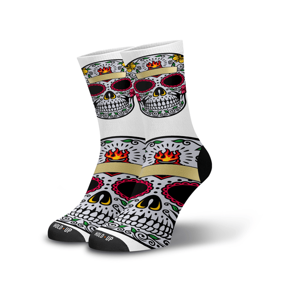 Meia Cano Alto Estampada Caveira Mexicana p1